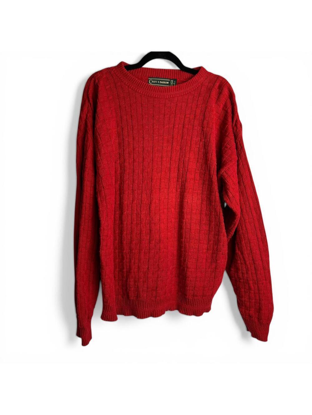 Vintage Croft & Barrow Red 100% Cotton Sweater Size L